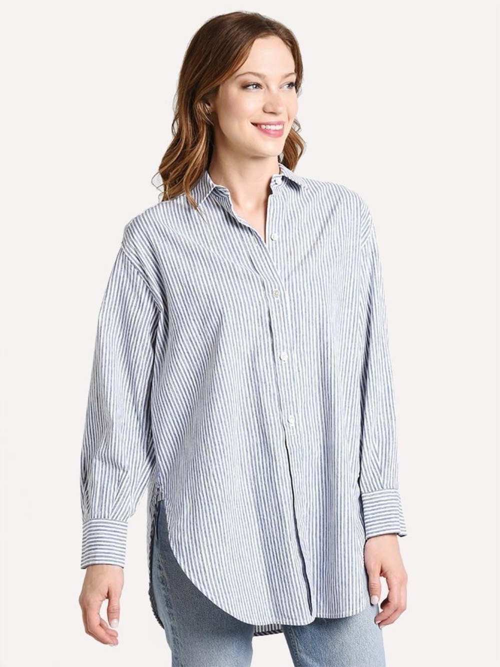Vince Oversized Space Dye Stripe Shirt - Large